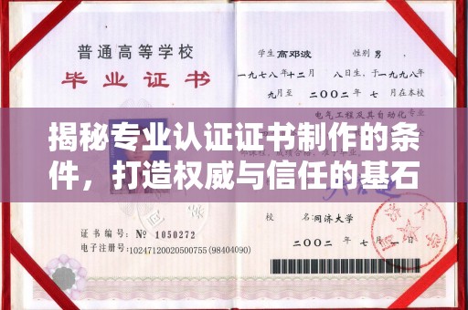 沅陵揭秘专业认证证书制作的条件，打造权威与信任的基石