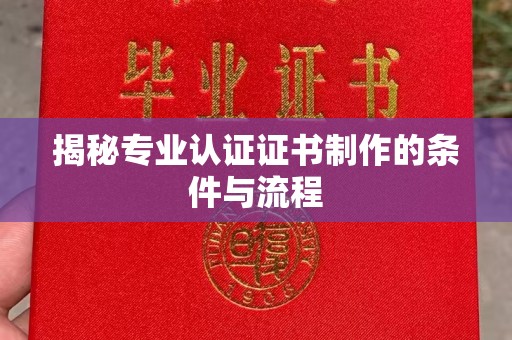 沅陵揭秘专业认证证书制作的条件与流程