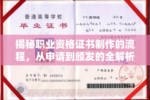 沅陵揭秘职业资格证书制作的流程，从申请到颁发的全解析